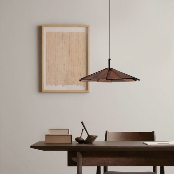 Đèn Thả Bàn Ăn Bằng Gỗ, Đèn Thả Chao Nón Wabi_Sabi , Đèn Chùm Retro Decỏ Quán Cà Phê/ Nhà Hàng - Hình ảnh 3