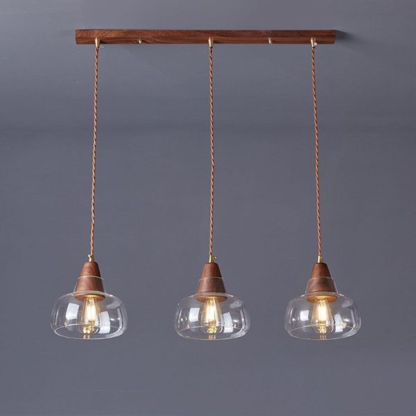 Đèn Thả Thủy Tinh Trong Suốt, Đèn Thả Trần Gỗ Óc Chó Hiện Đại Decor Nhà Hàng, Đảo Bếp, Quán Cà Phê - Hình ảnh 3