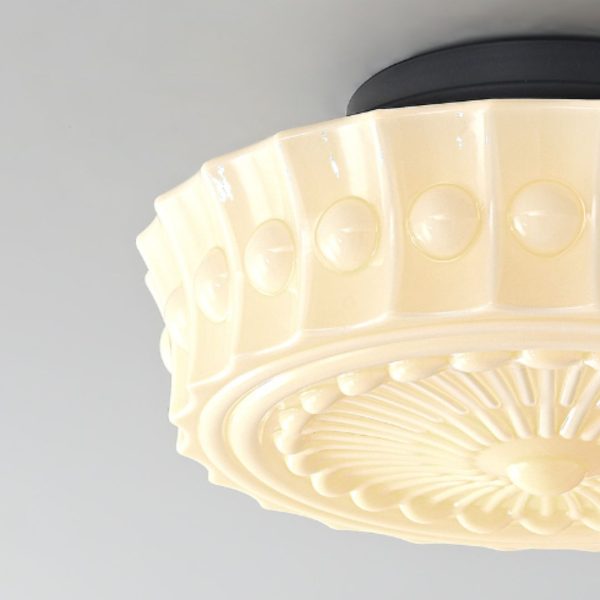 Đèn Trần Thủy Tinh Opal Cổ Điển, Đèn Ốp Trần Pháp Retro Decor Lối Đi, Hành Lang, Đèn Lối Vào 3 Chế Độ Sáng - Hình ảnh 3
