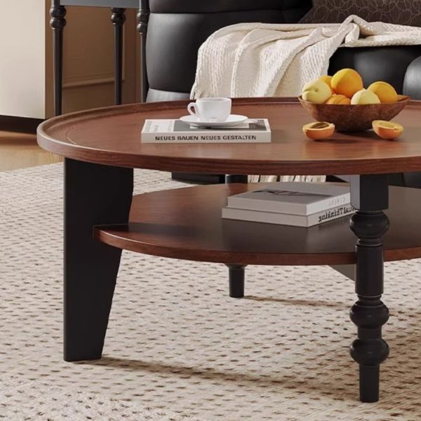 Bàn Cà Phê Tròn 2 Tầng Gỗ Tần Bì, Bàn Trà Phụ Phong Cách Pháp Retro Ấn Tượng Dành Cho Phòng Khách - Hình ảnh 2