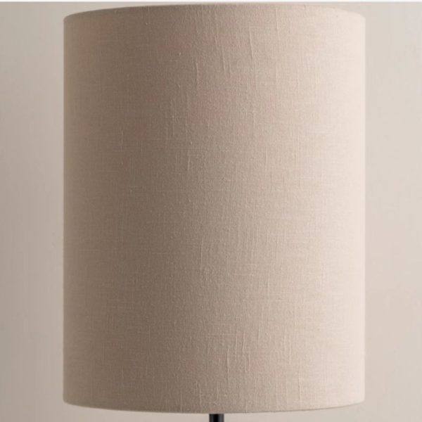 Đèn cây đứng gỗ nguyên khối với Chao đèn bằng vải cotton và lanh pha trộn