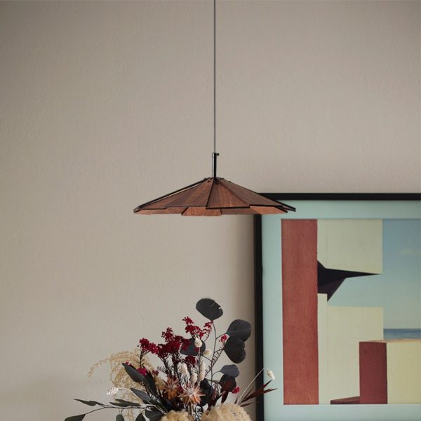Đèn Thả Bàn Ăn Bằng Gỗ, Đèn Thả Chao Nón Wabi_Sabi , Đèn Chùm Retro Decỏ Quán Cà Phê/ Nhà Hàng - Hình ảnh 2