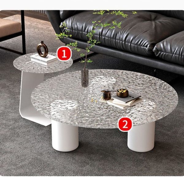 Bàn Cà Phê Kính Cường Lực Có Gân, Bàn Cà Phê Sang Trọng Đá Phiến Phong Cách Ý, Bàn Phòng Khách - Hình ảnh 3