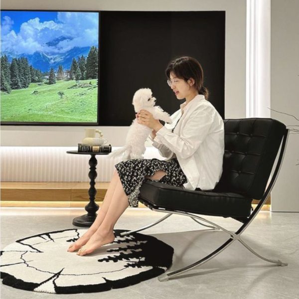 Ghế Sofa Barcelona Đệm Da Có Chân Gác Thư Giãn, Ghế Lười Giải Trí, Ghế Da Sofa Đơn Thiết Kế Đơn Giản - Hình ảnh 3