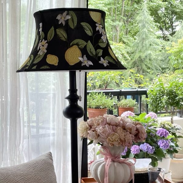 Đèn Sàn Chao Nón Họa Tiết Thuê Hoa, Đèn Sàn Nanyang Phong Cách Retro Cổ Điển Decor Phòng Khách - Hình ảnh 2
