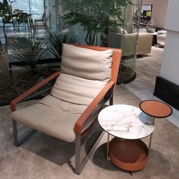 Bàn Cafe Đá Phiến 3 Tầng Hiện Đại Màu Đỏ Cam Trang Trí Sofa Phòng Khách