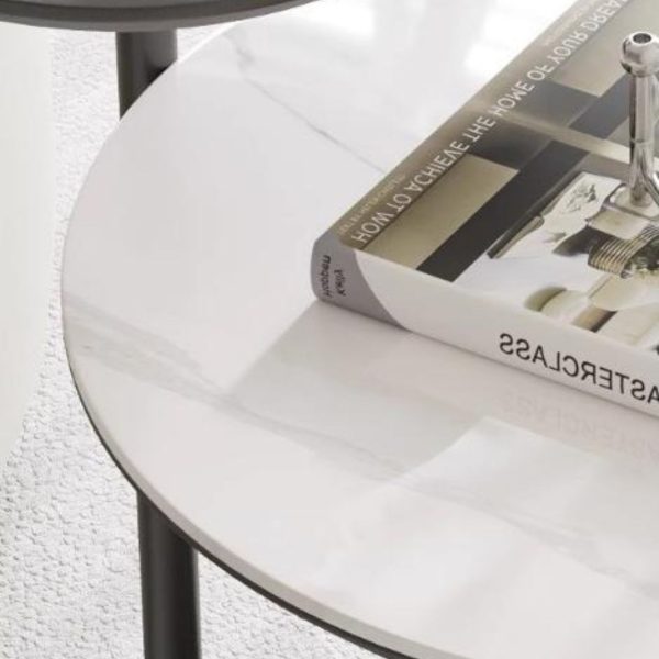 Bàn Cafe Đá Phiến 3 Tầng Hiện Đại Màu Đỏ Cam Trang Trí Sofa Phòng Khách