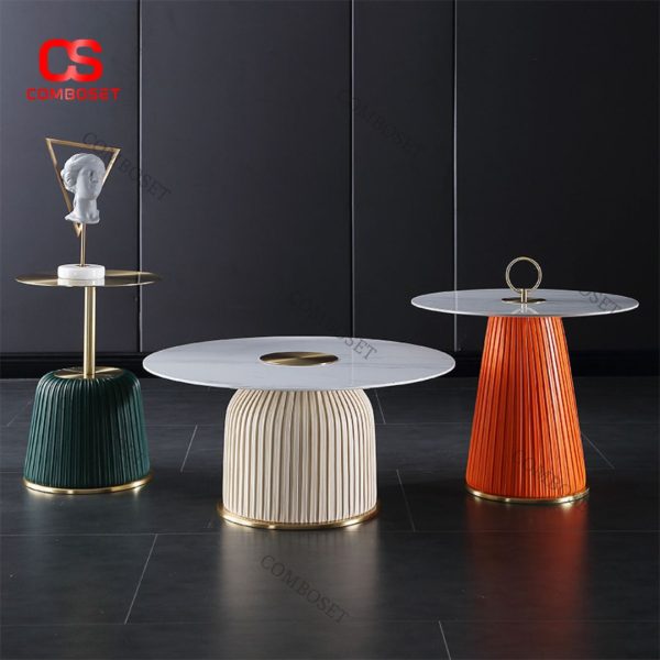 Bàn Cafe Đá Phiến Tròn Bắc Âu Màu Sắc Độc Đáo Trang Trí Phòng Khách Hiện Đại
