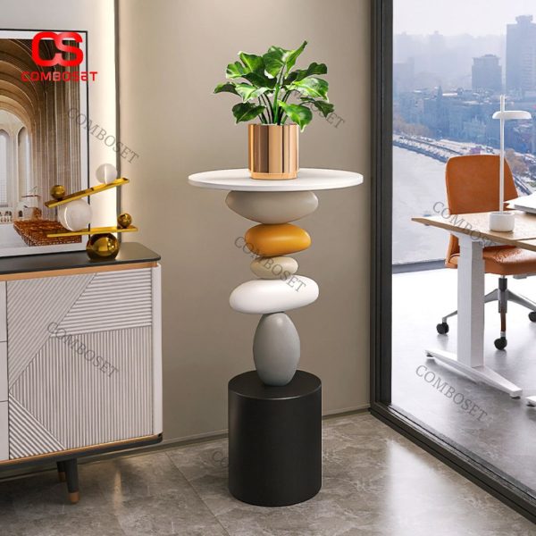 Bàn Cafe Gỗ Tháp Đá Nhựa Màu Sắc Mô Phỏng Chân Thật Decor Phòng Khách, Quà Tặng Tân Gia