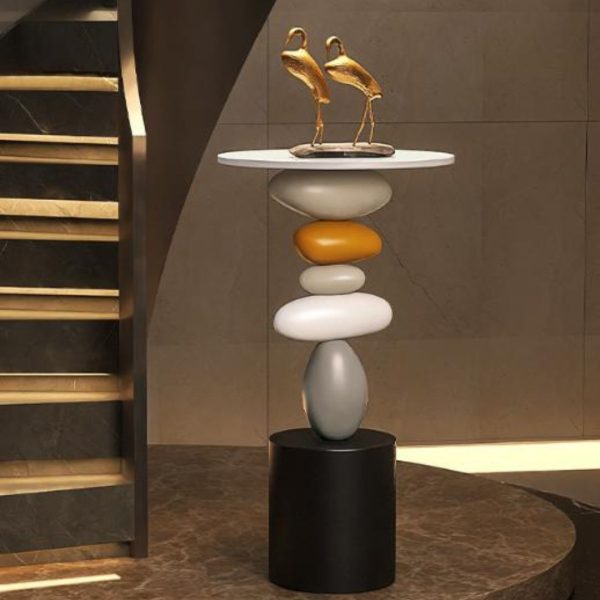 Bàn Cafe Gỗ Tháp Đá Nhựa Màu Sắc Mô Phỏng Chân Thật Decor Phòng Khách, Quà Tặng Tân Gia