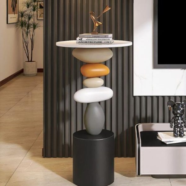Bàn Cafe Gỗ Tháp Đá Nhựa Màu Sắc Mô Phỏng Chân Thật Decor Phòng Khách, Quà Tặng Tân Gia