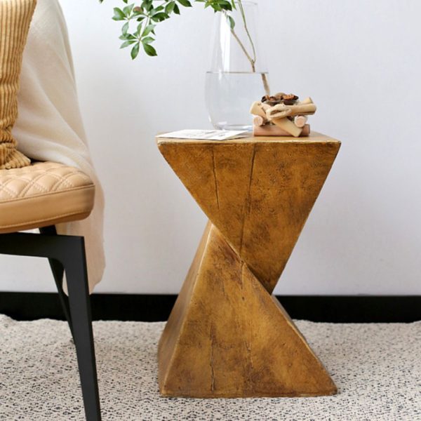 Bàn Cafe Hình Học Vân Gỗ Sáng Tạo Phòng Cách Wabi Sabi Decor Cạnh Giường Ngủ