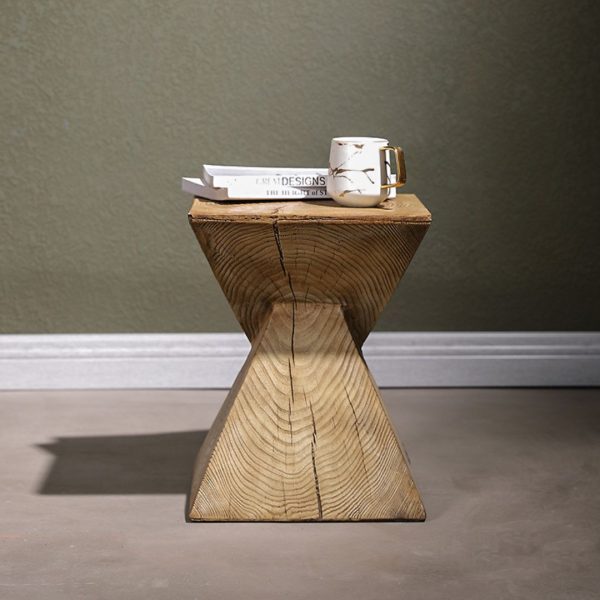 Bàn Cafe Hình Học Vân Gỗ Sáng Tạo Phòng Cách Wabi Sabi Decor Cạnh Giường Ngủ