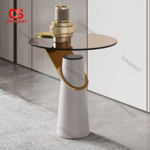 Bàn Cafe Kính Cường Lực Sang Trọng Hình Tròn Thanh Lịch Trang Trí Phòng Khách Hiện Đại
