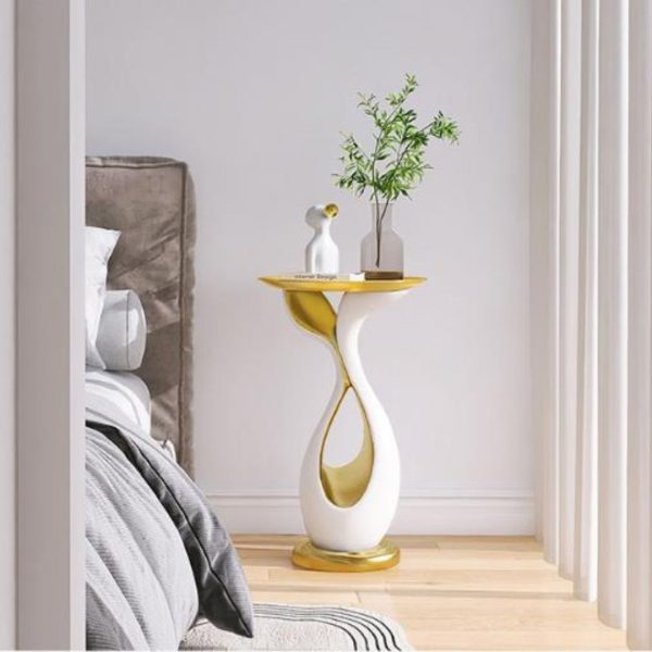 Bàn Cafe Nghệ Thuật Màu Trắng Vàng Sang Trọng Decor Không Gian Phòng Khách, Phòng Ngủ