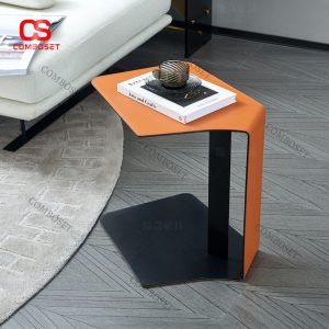 Bàn Cafe Nhỏ Góc Sofa Hình Chữ C Bằng Thép Sáng Tạo Màu Cam Tươi Mới Phòng Khách