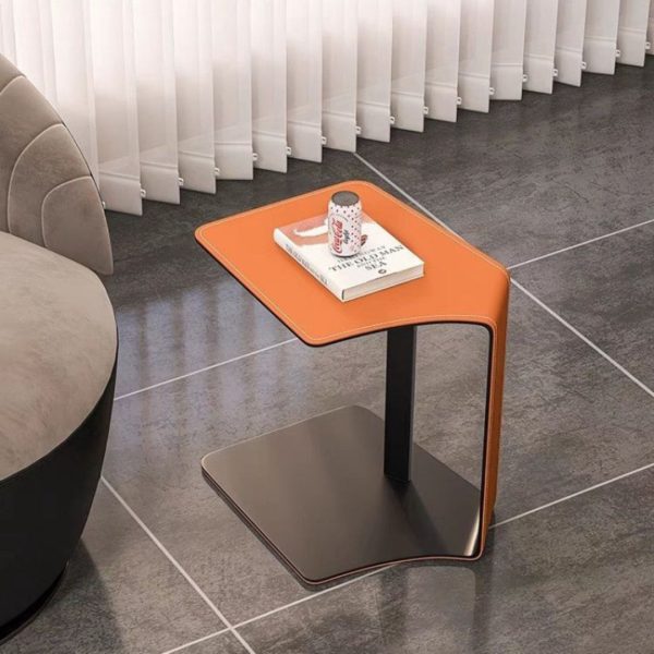 Bàn Cafe Nhỏ Góc Sofa Hình Chữ C Bằng Thép Sáng Tạo Màu Cam Tươi Mới Phòng Khách