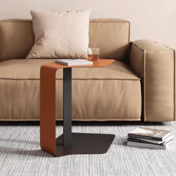 Bàn Cafe Nhỏ Góc Sofa Hình Chữ C Bằng Thép Sáng Tạo Màu Cam Tươi Mới Phòng Khách