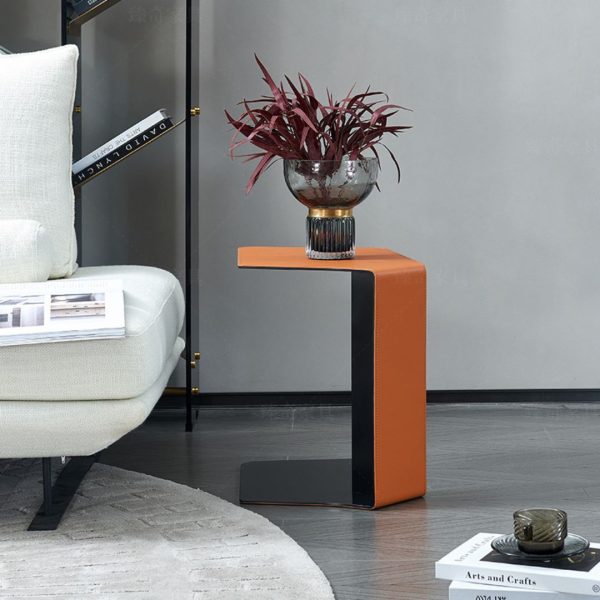 Bàn Cafe Nhỏ Góc Sofa Hình Chữ C Bằng Thép Sáng Tạo Màu Cam Tươi Mới Phòng Khách