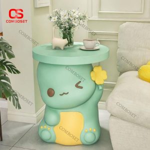 Bàn Cafe Nhỏ Khủng Long Hoạt Hình Màu Xanh, Vàng Sáng Tạo Phòng Ngủ Cho Bé Trai, Bé Gái
