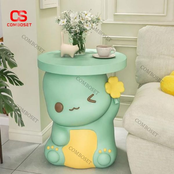 Bàn Cafe Nhỏ Khủng Long Hoạt Hình Màu Xanh, Vàng Sáng Tạo Phòng Ngủ Cho Bé Trai, Bé Gái