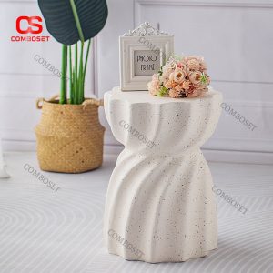 Bàn Cafe Thiết Kế Đồng Hồ Cát Màu Trắng Thanh Lịch Trang Trí Sofa Phòng Khách