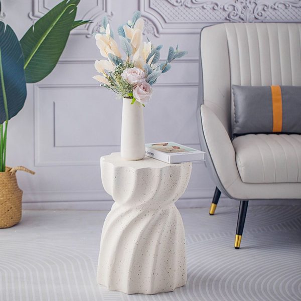 Bàn Cafe Thiết Kế Đồng Hồ Cát Màu Trắng Thanh Lịch Trang Trí Sofa Phòng Khách