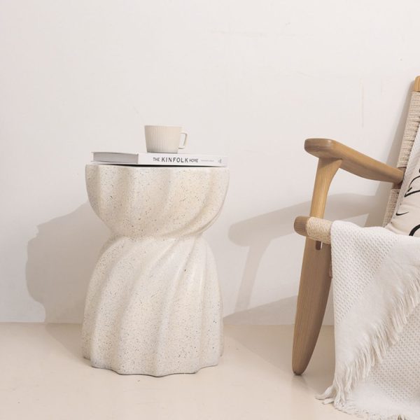 Bàn Cafe Thiết Kế Đồng Hồ Cát Màu Trắng Thanh Lịch Trang Trí Sofa Phòng Khách