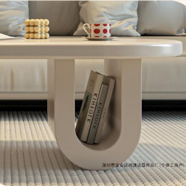 Bàn Gỗ Phòng Khách Hình Chữ U Sáng Tạo Màu Kem Thanh Lịch Có Ngăn Đựng Sách Remote