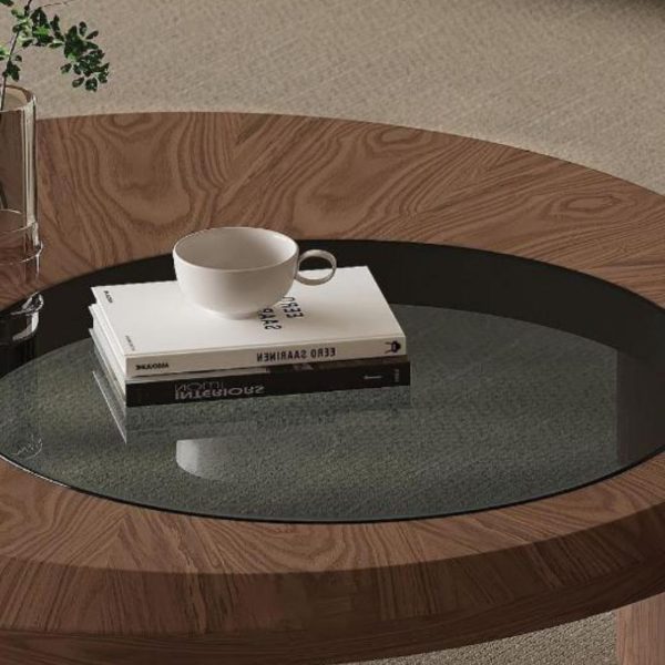 Bàn Trà Cafe Hình Tròn Phòng Khách Bằng Gỗ Màu Óc Chó Cổ Điển Phong Cách Tối Giản