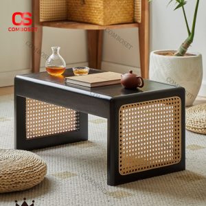 Bàn Trà Nhỏ Gỗ Mây Ngồi Sàn Thiết Kế Tối Giản Phong Cách Nhật Bản Decor Phòng Trà, Phòng Khách
