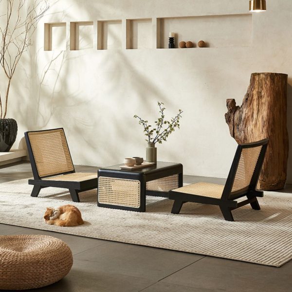 Bàn Trà Nhỏ Gỗ Mây Ngồi Sàn Thiết Kế Tối Giản Phong Cách Nhật Bản Decor Phòng Trà, Phòng Khách