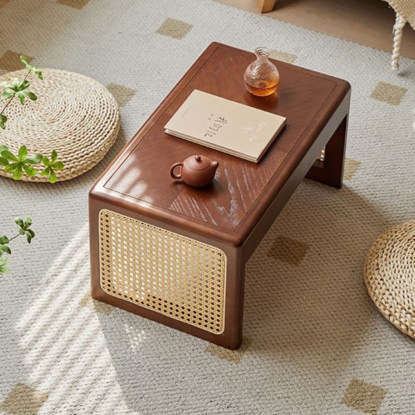 Bàn Trà Nhỏ Gỗ Mây Ngồi Sàn Thiết Kế Tối Giản Phong Cách Nhật Bản Decor Phòng Trà, Phòng Khách