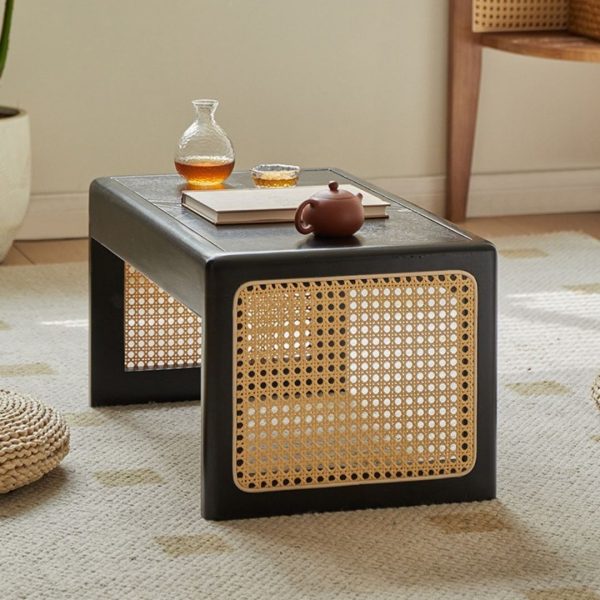 Bàn Trà Nhỏ Gỗ Mây Ngồi Sàn Thiết Kế Tối Giản Phong Cách Nhật Bản Decor Phòng Trà, Phòng Khách
