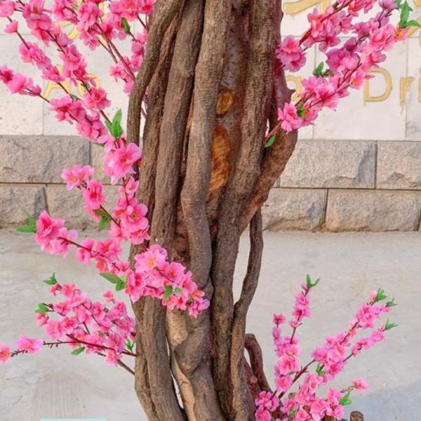 Cây Hoa Đào Giả Tán Nghiêng Cao 1m8 Decor Phòng Khách Cạnh TV Đón Tết Năm Mới