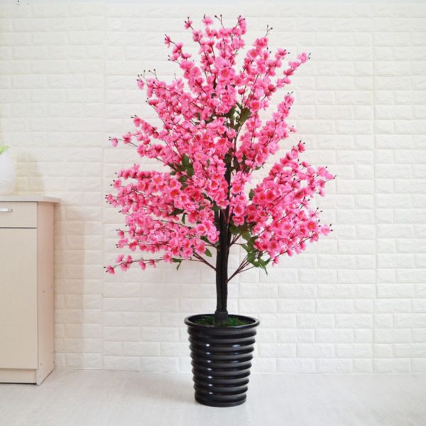 Chậu Hoa Anh Đào Nhân Tạo, Hoa Lụa Satin Mềm Mịn Trang Trí Cảnh Quan, Sự Kiện Ngày Tết