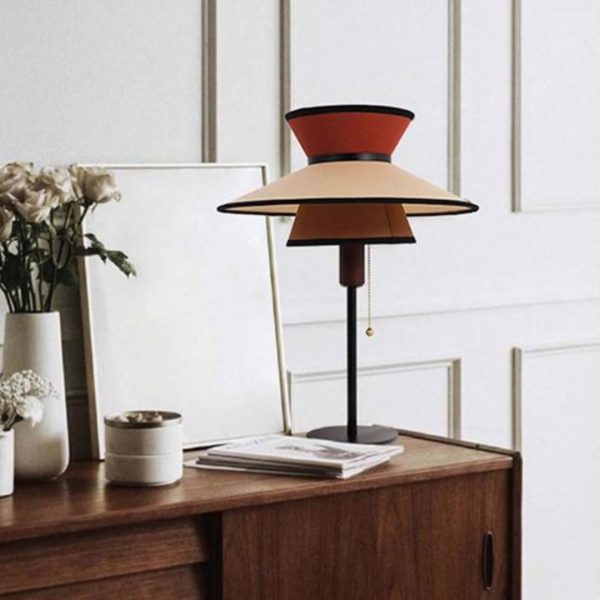 Đèn Bàn 3 Lớp Vải 3 Màu Đặc Sắc Phong Cách Trung Cổ, Dây Công Tắc Kéo Tiện Lợi