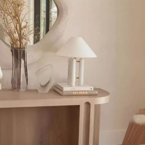 Đèn Bàn 3 Trục Đá Cẩm Thạch Tự Nhiên Màu Trắng Trang Lịch Sáng Tạo Phòng Khách