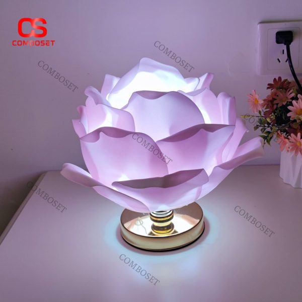 Đèn Bàn Bông Hoa Hồng Hoa Sen Lớn Nhiều Màu Rực Rỡ Decor Phòng Khách Phòng Ngủ