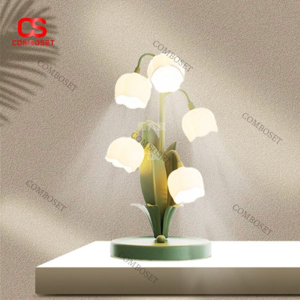Đèn Bàn Cây Hoa Huệ Thiết Kế Kiểu Pháp Decor Bàn Học, Phòng Ngủ Lãng Mạn