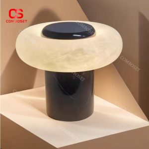 Đèn Bàn Đá Cẩm Thạch Trắng Đen Tự Nhiên 3 Chế Độ Sáng Phòng Khách Phòng Ngủ