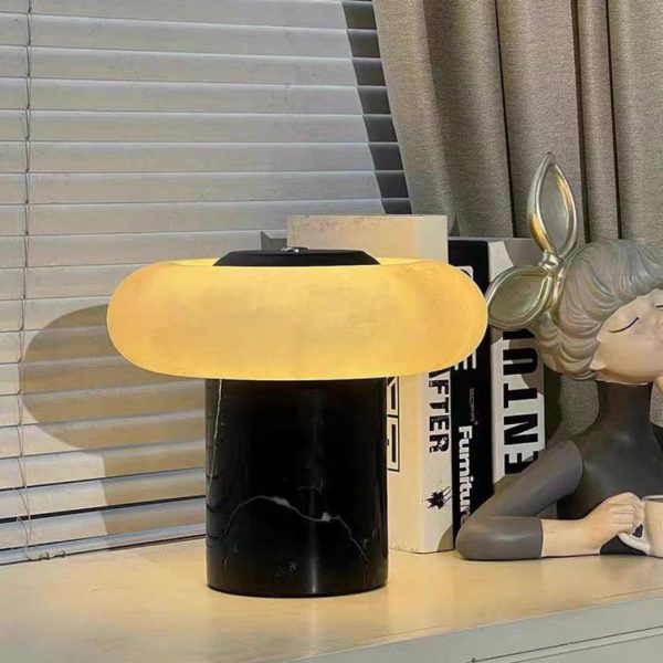 Đèn Bàn Đá Cẩm Thạch Trắng Đen Tự Nhiên 3 Chế Độ Sáng Phòng Khách Phòng Ngủ