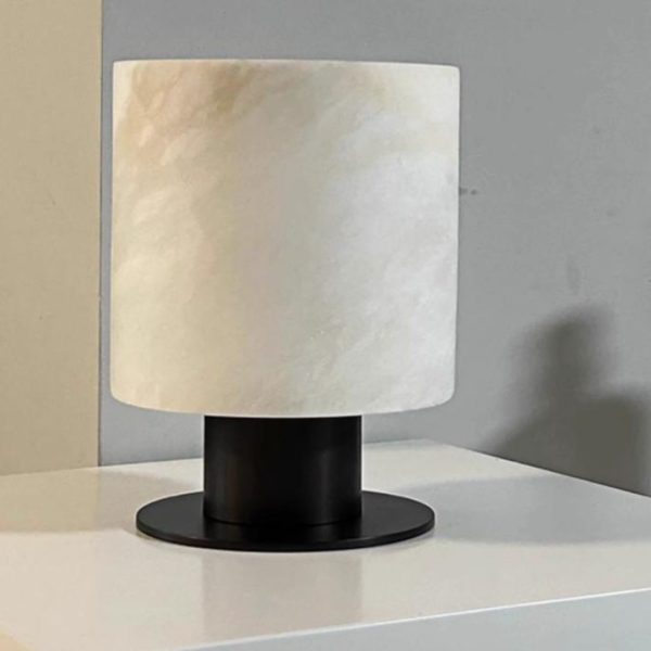 Đèn Bàn Đá Cẩm Thạch Trụ Tròn Cao Cấp Tối Giản Phong Cách Wabi Sabi Phòng Ngủ