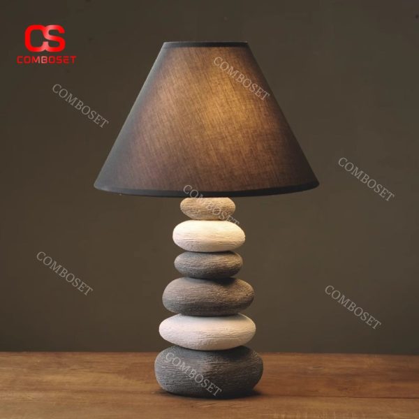 Đèn Bàn Gốm Xếp Tầng Nhiều Màu Phong Cách Wabi Sabi Decor Không Gian Nội Thất Độc Đáo