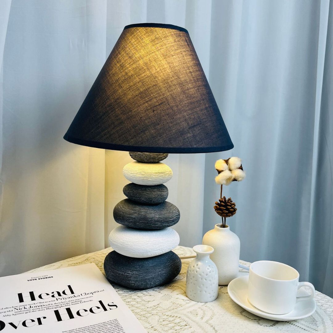 Đèn Bàn Gốm Xếp Tầng Nhiều Màu Phong Cách Wabi Sabi Decor Không Gian Nội Thất Độc Đáo