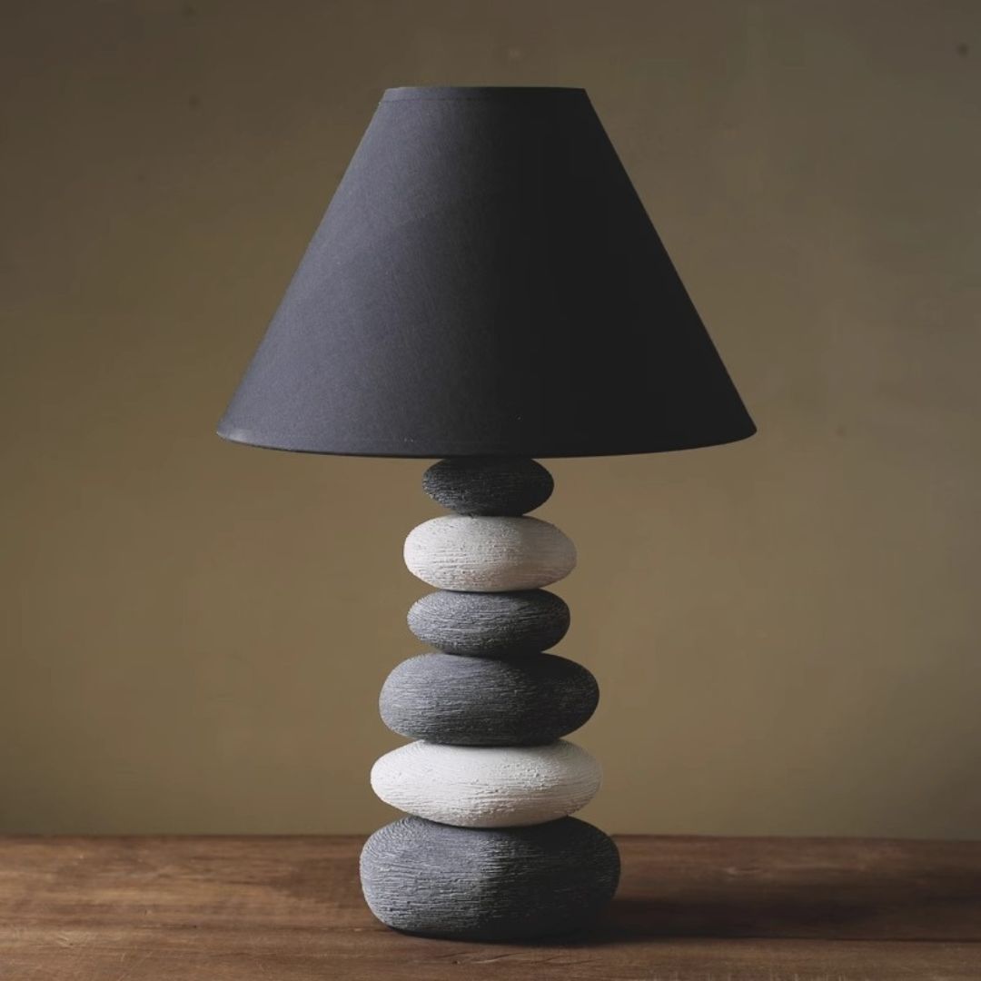 Đèn Bàn Gốm Xếp Tầng Nhiều Màu Phong Cách Wabi Sabi Decor Không Gian Nội Thất Độc Đáo