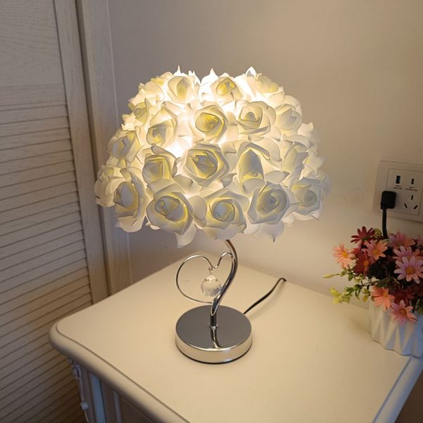 Đèn Bàn Hoa Hồng Trái Tim Làm Quà Tặng Lễ Tình Nhân, Quà Sinh Nhật Decor Phòng Ngủ