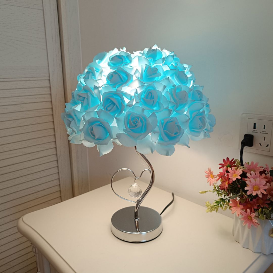 Đèn Bàn Hoa Hồng Trái Tim Làm Quà Tặng Lễ Tình Nhân, Quà Sinh Nhật Decor Phòng Ngủ