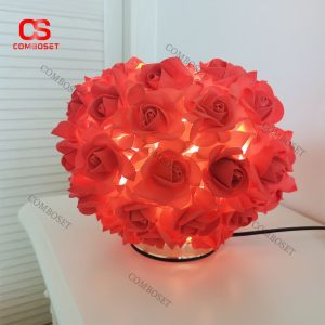 Đèn Bàn Hoa Hồng Tròn Phát Sáng Trang Trí Tiệc Cưới, Phòng Ngủ Lãng Mạn