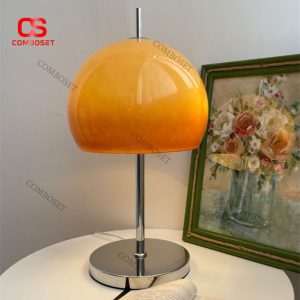 Đèn Bàn Màu Vàng Ánh Trăng Hoàng Hôn Thuỷ Tinh Vintage Phong Cách Bauhaus